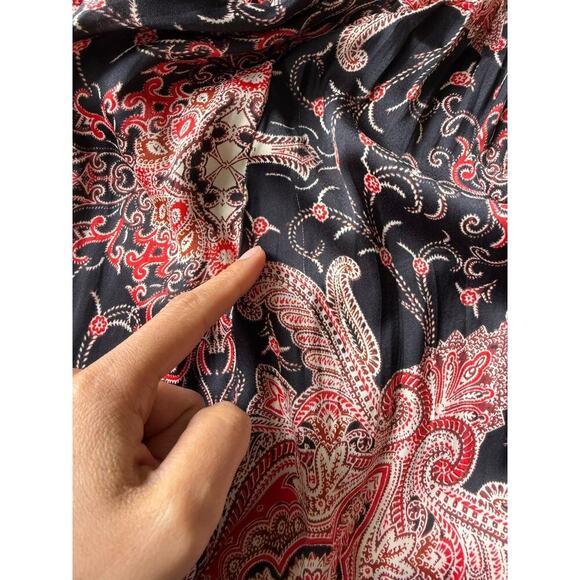 Free People Field Of Butterflies Tunic Top Women Medium Red Black Paisley V Neck - Picture 10 of 13